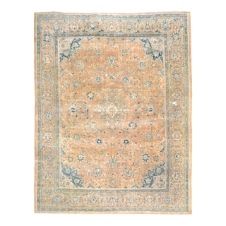 1970s Vintage Persian Handmade Wool Cotton Light Brown Area Rug For Sale