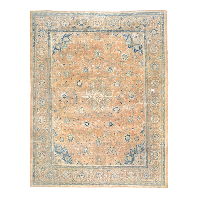 1970s Vintage Persian Handmade Wool Cotton Light Brown Area Rug For Sale