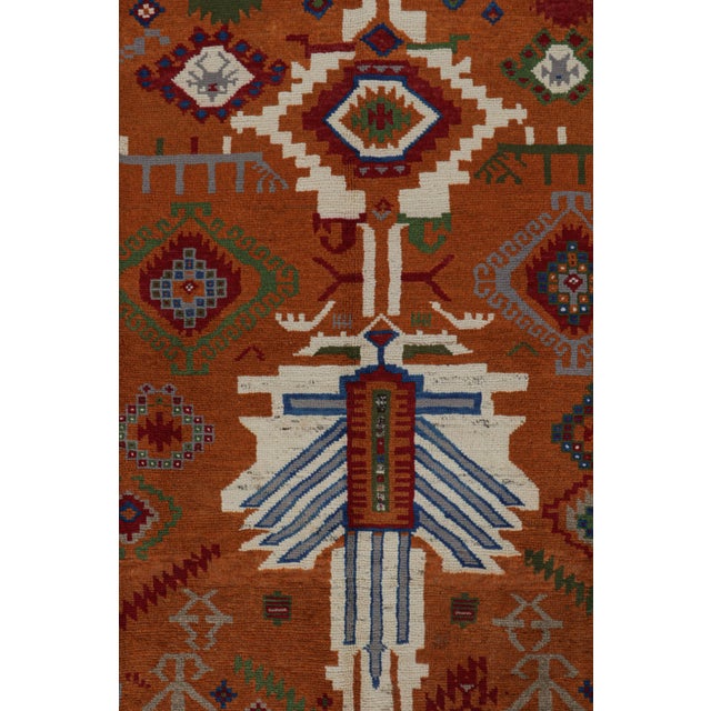 2010s Rug & Kilim’s Oushak Style Rug in Orange and White With Geometric Patterns For Sale In New York - Image 6 of 7