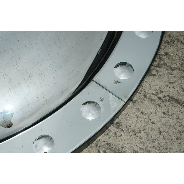 Late 20th Century Massive Round 53in Tall Convex Glass Sorcerers Mirror Butlers Wall Mirror For Sale - Image 5 of 10