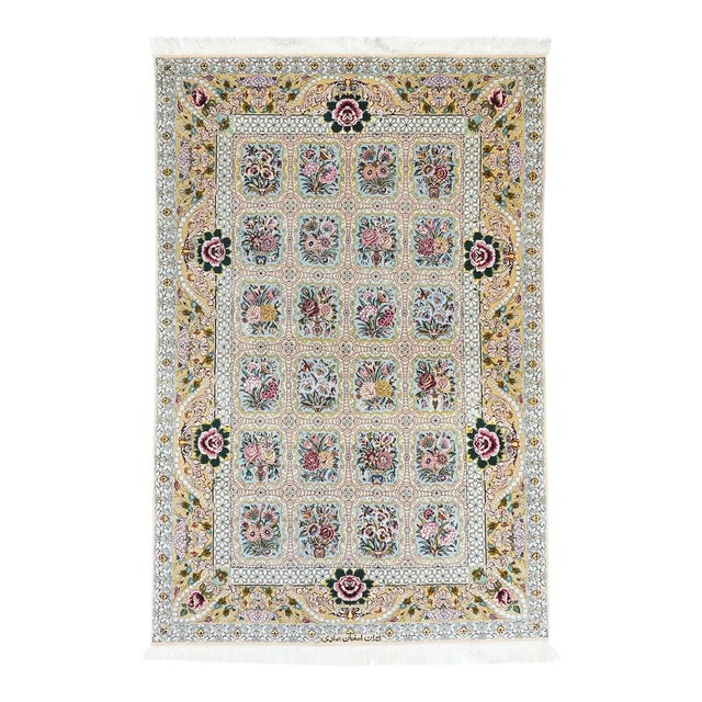 Extremely Fine Persian Isfahan Wool and Silk Rug 4'1'' X 6'4'' For Sale