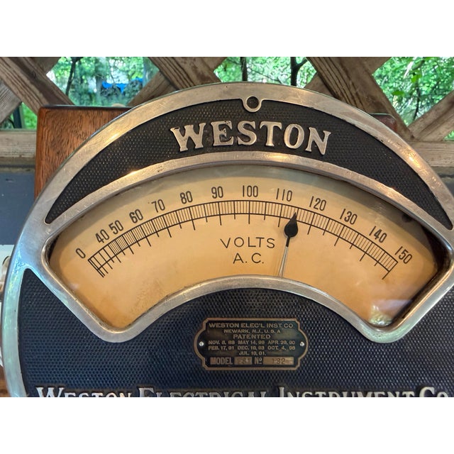 This is an amazing piece of antique industrial salvage with terrific provenance. It is an early 20th century voltmeter...
