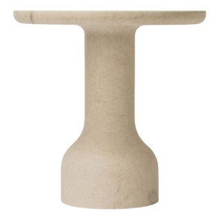 Peso Minimalist Round Side Table in Limestone by Depping & Jørgensen For Sale
