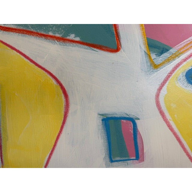 Large Contemporary Abstract Acrylic Painting – Sunny Yellow & Teal Mosaic Expressionism For Sale - Image 10 of 11