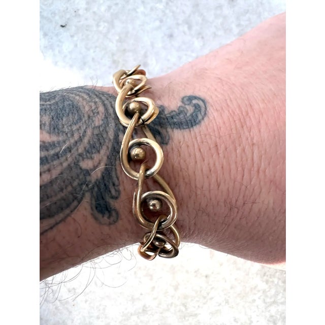 Uniquely designed gold filled chain link bracelet.
