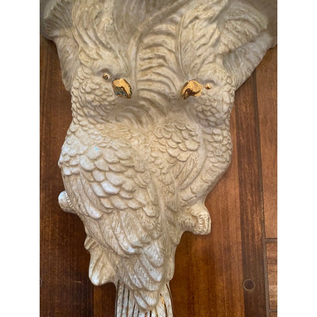 Hollywood Regency Vintage Porcelain Cockatoo Parrot Wall Sconces - A Pair For Sale - Image 3 of 13