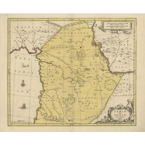 Hand-Colored Engraved Map of Syria from Valk & Schenk, Amsterdam, 1700 For Sale - Image 3 of 11