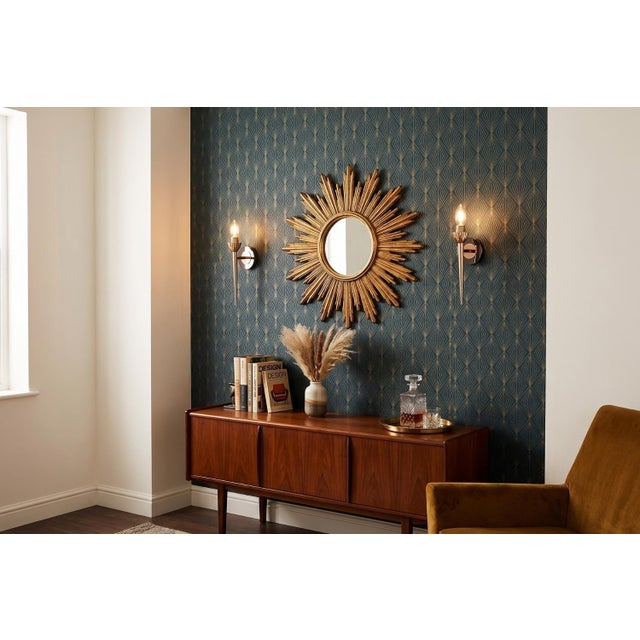 Gold Brass Wall Lights with Pointed Stems, 1950s, Set of 2 For Sale - Image 8 of 9