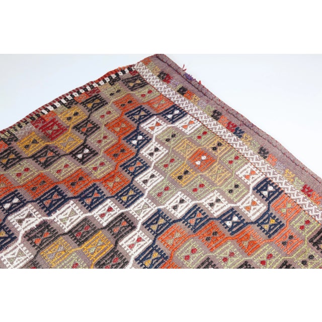 1960s 1940s Handmade Flatweave Multi Color Tones Vintage Cicim Kilim For Sale - Image 5 of 11