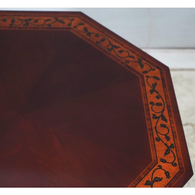 Kindel Inlaid Mahogany Neoclassical Hexagon End Table For Sale - Image 10 of 14