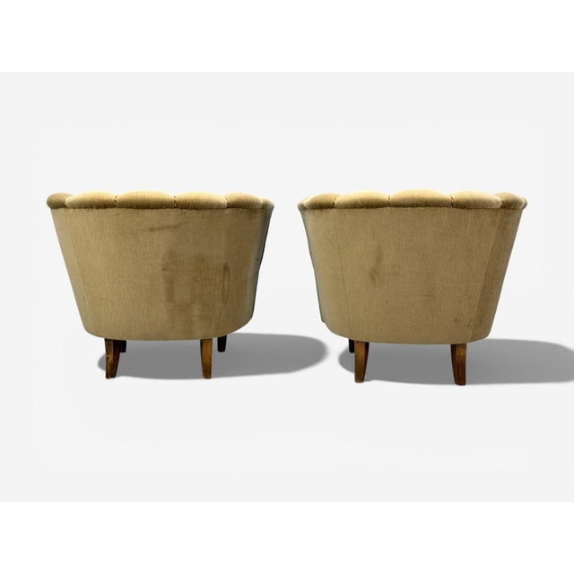 Beige Finnish Modern, Lounge Chairs, Beige Velvet, Wood, Finland, 1950s For Sale - Image 8 of 10