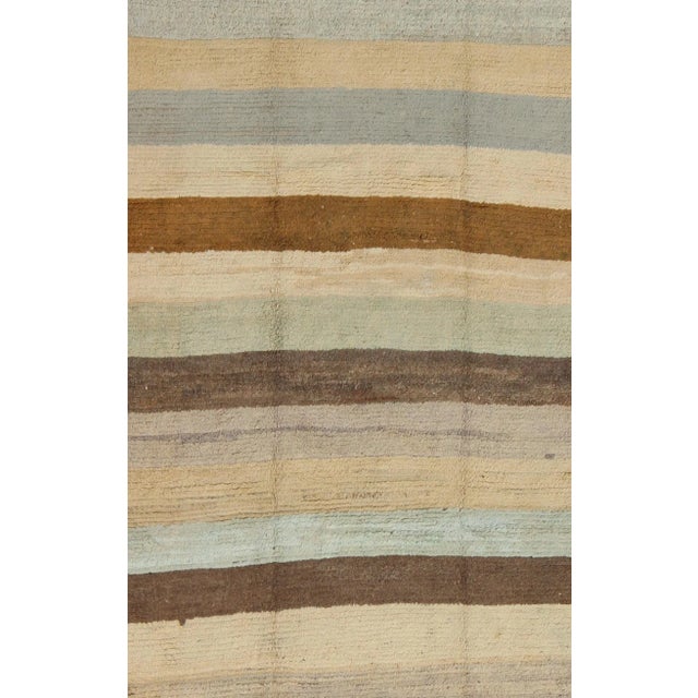 Vintage Turkish Tulu Rug in Soft Neutrals, Cream, Cocoa, and Sky Blue For Sale - Image 4 of 9