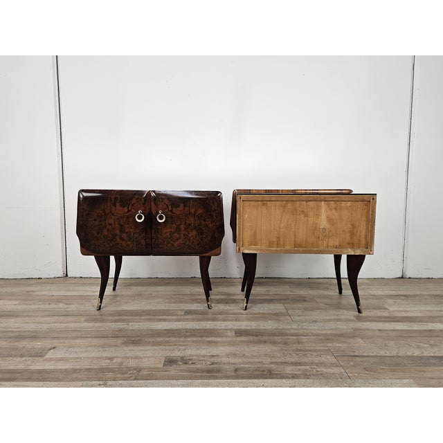 Mid-Century Modern Mid-Century Mahogany Nightstands with Mirrored Top, 1950, Set of 2 For Sale - Image 3 of 16