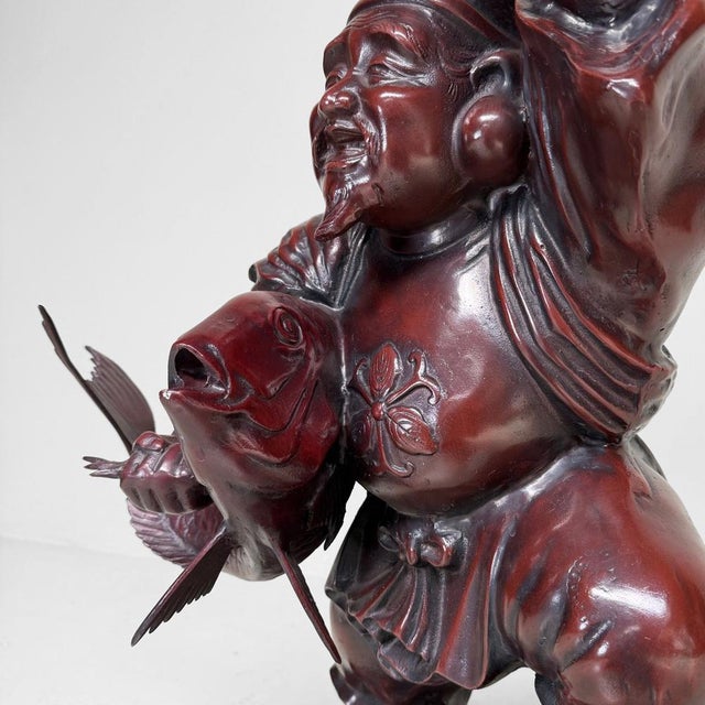 Metal Large Japanese Ebisu Statue, 1950s For Sale - Image 7 of 16