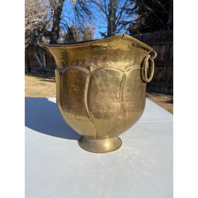 Traditional Vintage Hammered Brass Decorative Urn For Sale - Image 3 of 9
