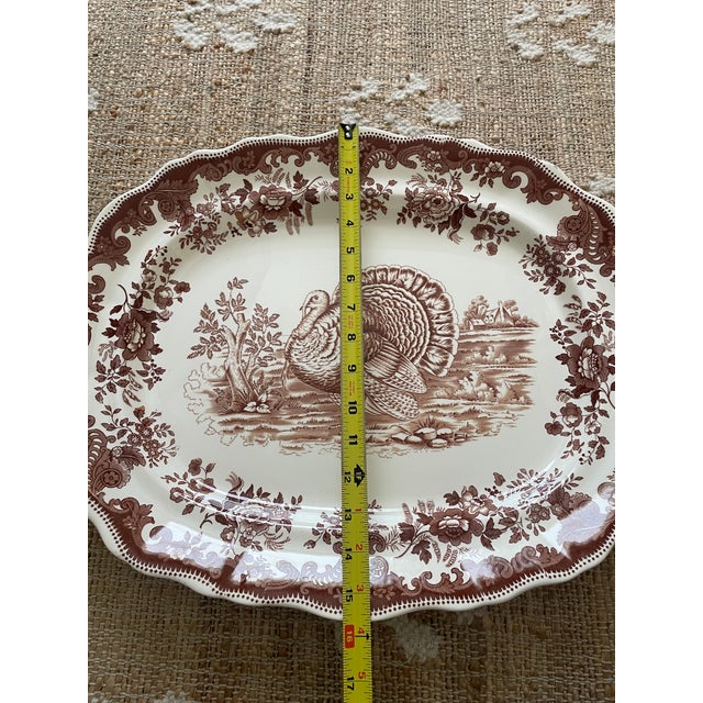 Vintage Brown Transferware Copeland Spode "Turkey" Serving Platter For Sale - Image 10 of 10