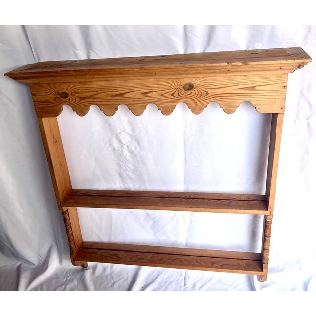 Vintage Natural Pine Wall Shelf Plate Rack For Sale - Image 9 of 15