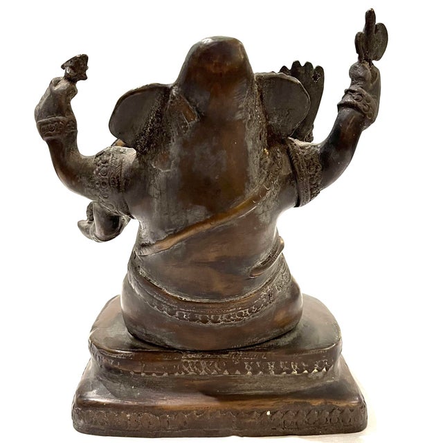 Antique Asian Ganesh Bronze Statue For Sale - Image 4 of 11