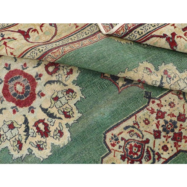 Galerie Shabab Collection Early 20th Century Green, Red, and Beige Distressed Rug For Sale - Image 10 of 10
