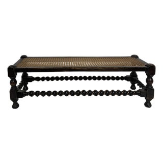 Antique English Barley Twist Jacobean Style Footstool Bench/Ottoman For Sale