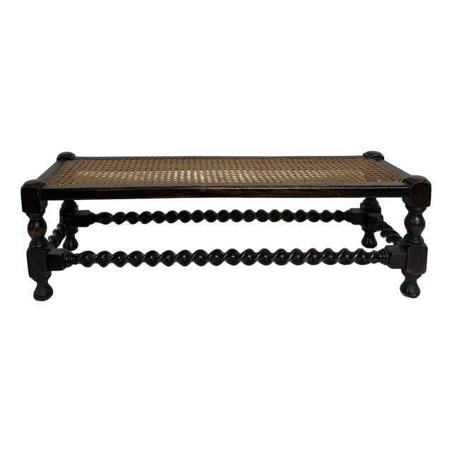 Antique English Barley Twist Jacobean Style Footstool Bench/Ottoman For Sale