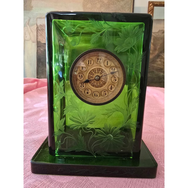A museum quality antique crystal art glass clock ( guaranteed 100 years old or older in excellent all original brilliant...