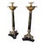 19th Century French Empire Black Marble & Brass Candle Stands - a Pair For Sale