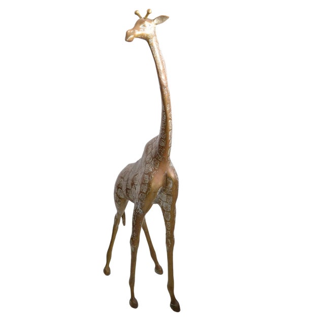 Sergio Bustamante Monumental Mid-Century Modern Hammered Brass & Bronze Giraffe, Animal Sculpture For Sale - Image 4 of 13