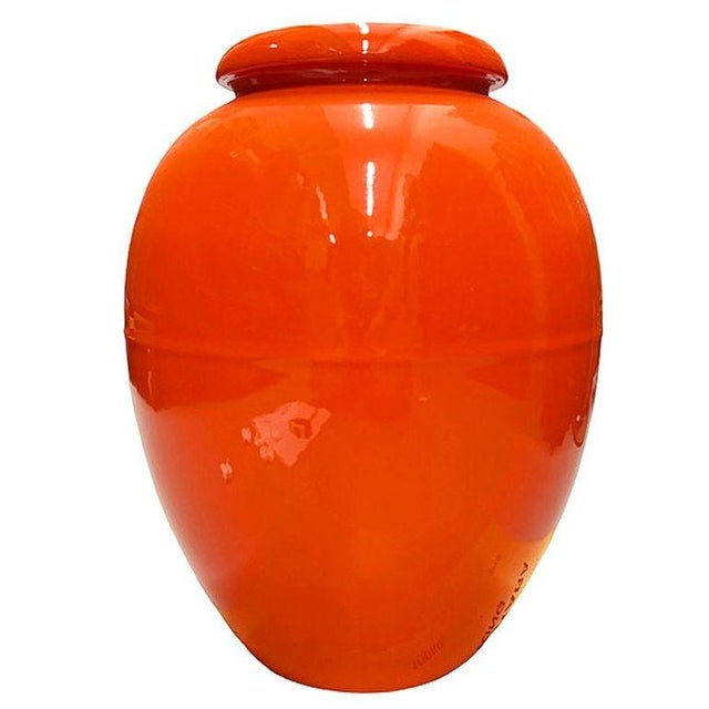 Large 15" Orange California Pottery Vase Planter Oil Jar by Bauer Pottery, 1920 For Sale In Los Angeles - Image 6 of 9