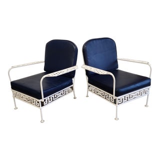 Vintage Faux Bamboo Cast Aluminum Lounge Chairs - A Pair For Sale