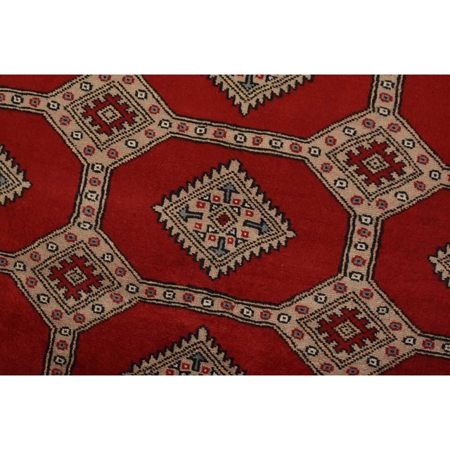 Red Bokhara Jaldar Rug 8’2” X 10’6” Red Wool Tribal Hand-Knotted Oriental Carpet For Sale - Image 8 of 14