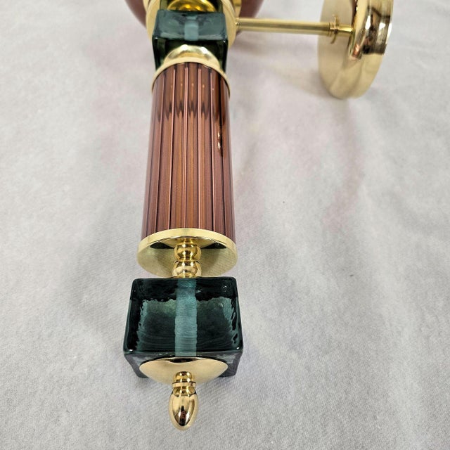 1990 Burgundy and Green Murano Glass Sconces - a Pair For Sale In Dallas - Image 6 of 11