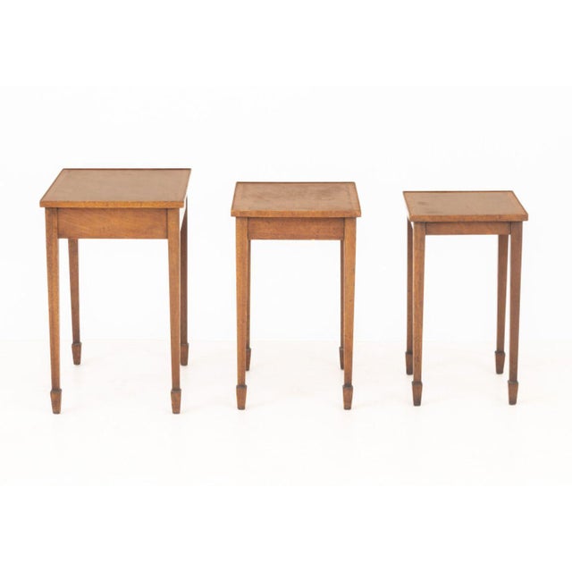 Federal Style Walnut Nesting Tables, 3 For Sale - Image 10 of 10