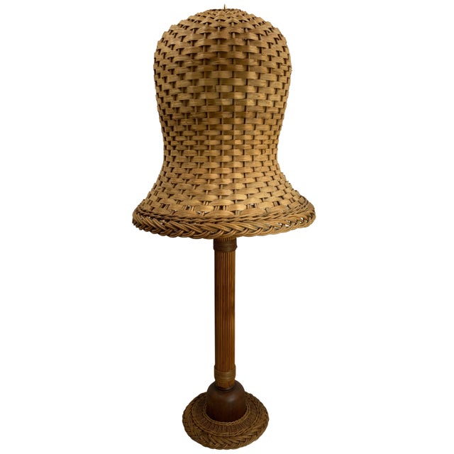 Tan Mid-Century Scandinavian Rattan Wicker Mushroom Floor Lamp, 1960s For Sale - Image 8 of 18