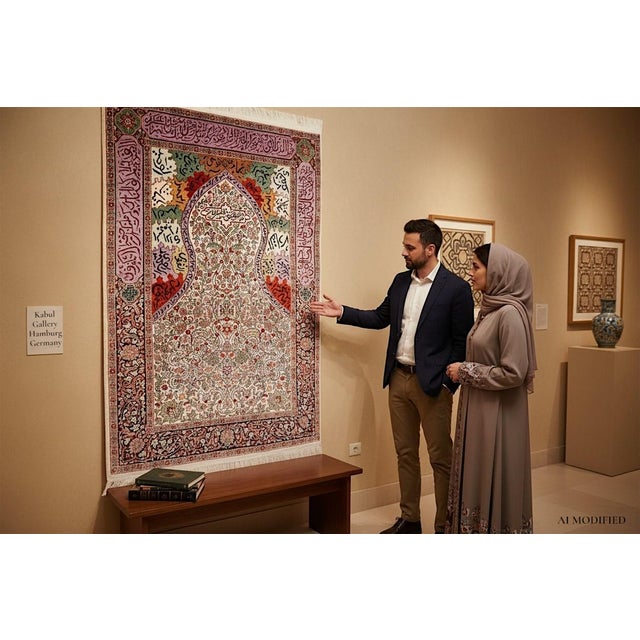 Vintage Hand-Knotted Wall Prayer Rug, 1990s For Sale - Image 4 of 18