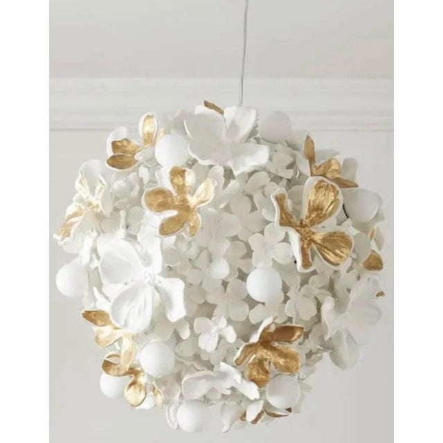 Contemporary Regina Andrew Dogwood Chandelier | White & Gold Floral Statement Chandelier New - a Pair For Sale - Image 3 of 9