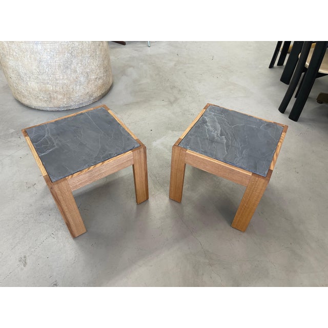 Brown Slate Top Oak Tables For Sale - Image 8 of 12