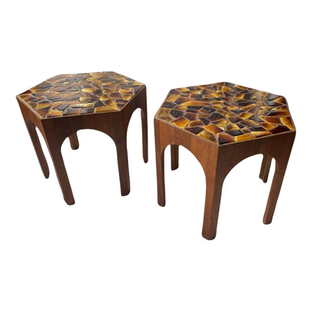 Mid-Century Hexagon Side Table - Pair For Sale