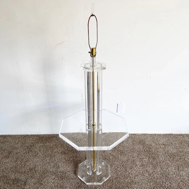 Mid-Century Modern Mid Century Modern Lucite Floor Lamp/Table Combo For Sale - Image 3 of 9