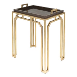 Vintage Serving Table in Brass and Melamine from Maison Jansen, 1970s For Sale