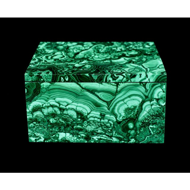 Malachite Box Butterfly and Lake Italian Crafted Gemstone Box For Sale - Image 9 of 18