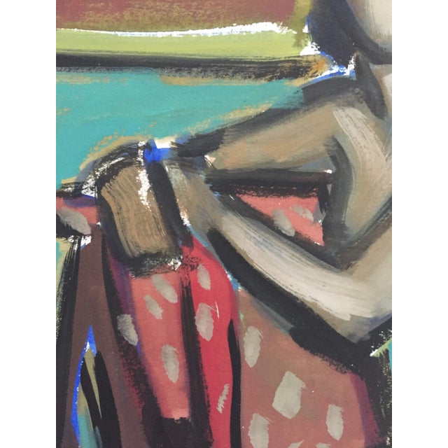 Mid-Century Modern 1950s Modernist Leaning Figurative Nude Gouache Painting For Sale - Image 3 of 9