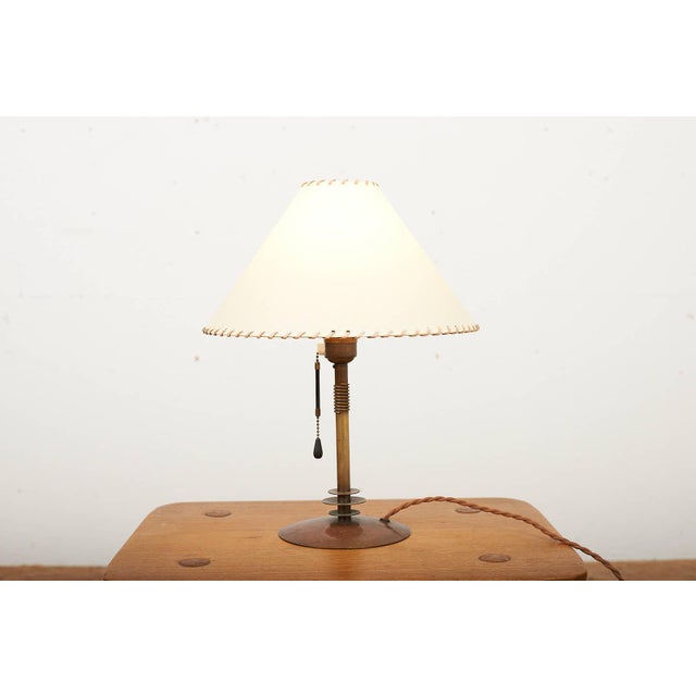 Table Lamp with Brass Base by Arthur Streit, 1930s For Sale - Image 4 of 14