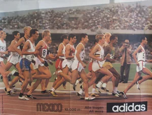 1968 Mexico Olympics 10,000 Dash (Running/Athletics) Poster - Adidas