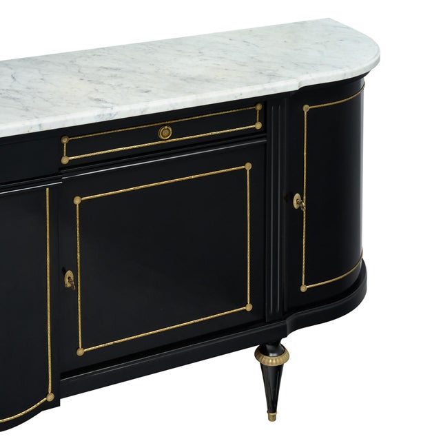 Wood Classic Demilune, Louis XVI Style French Buffet, Ebonized, Circa 1920 For Sale - Image 7 of 9