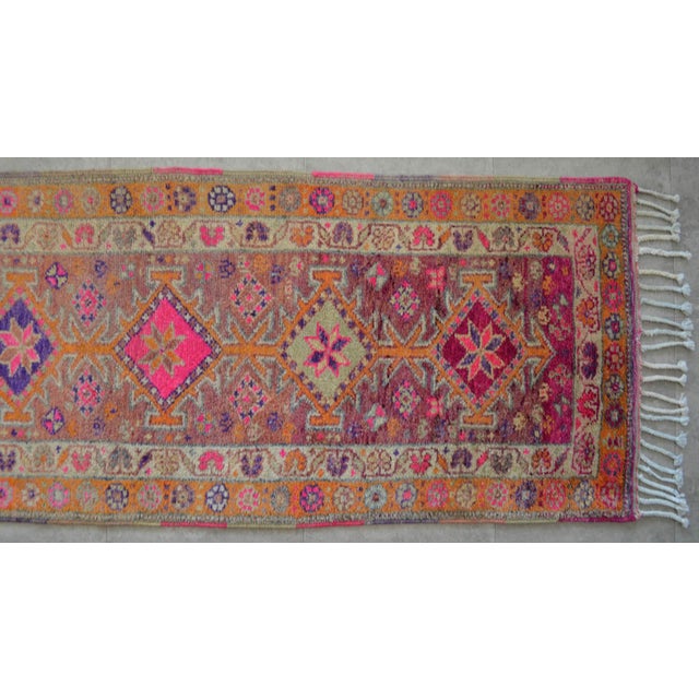 1960s Vintage Runner Rug Hand Knotted Kurdish Tribal Extra Long Runner 2′11″ × 17′3″ For Sale - Image 10 of 11