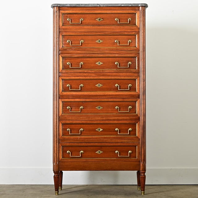 Early 20th Century French Vintage Mahogany Louis XVI Style Semainier For Sale - Image 5 of 12