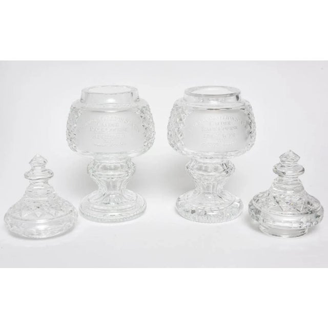 2000 - 2009 Waterford Cut Crystal Horse Racing Trophy Covered Jars Trophy Awards Pair For Sale - Image 5 of 5