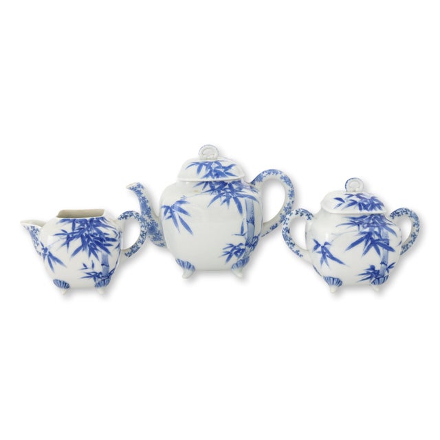 Late 19th Century Japanese Meiji Porcelain Bamboo Tea Set, 3 Pieces For Sale - Image 4 of 12