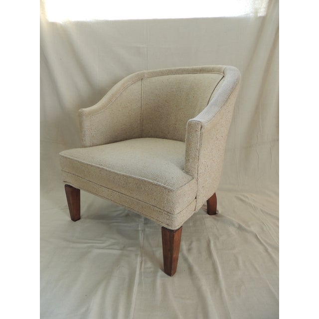 Beige Mid-Century Modern Dunbar Style Barrel-Back Arm Club Chair For Sale - Image 8 of 10